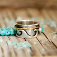 thumbnail image 2 of Geometric Ring With Turquoise Inlay Vintage Two Tone Rotatable Alloy Ring Retro Fashion Jewelry Ideal Gift Any Occasion, 2 of 5