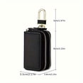 thumbnail image 3 of QIQUWOHUL Leather Car Key Holder Case Wallet Zip Bag Key Ring Double Layer Key Organiser Key Ring Cover Zip Key Case Bag Leather Key Holder, 3 of 7