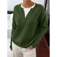 thumbnail image 3 of BTFBM Women Long Sleeve Crew Neck Sweaters Tops, 2 in1 Knitted Pullover, Deco Buttons, Oversized, Stretchy, Vacation, Business Casual Outfits, Fall Winter Trendy, 3 of 9