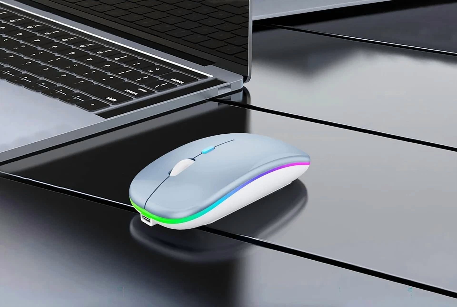 BUTTERFLY- Wireless Bluetooth Mouse Rechargeable Laptop Mice With Led Lights Silent Blue