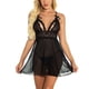 thumbnail image 3 of Vestido de dormir sexy para mujer Conjunto de lencería en V profundo Conjunto de ropa interior Camisón, Negro, M Vogacara XX000095-04, 3 of 7