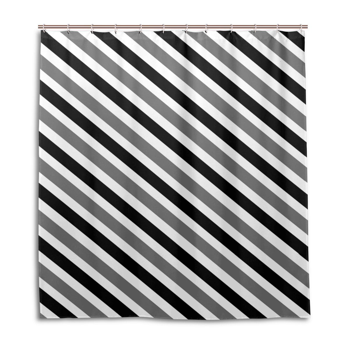 POPCreation Black And White Grey Twill Shower Curtain Waterproof
