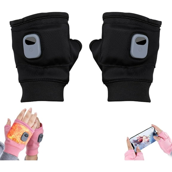 Rechargeable Heated Gloves, 2026 New Fingerless Design with Digital Display, 3-Temp Control & Fast Heating for Work Cycling Skiing Outdoor