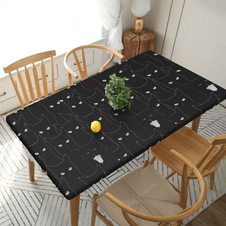 

Home Deluxe Tablecloth Cats Waterproof Elastic Rim Edged Table Cover- For Christmas Parties And Picnics 5ft