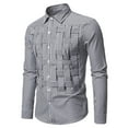 thumbnail image 1 of Blusa y camisa de manga larga con cuello vuelto para hombre, blusa informal a rayas con botones y cuello vuelto, blusa de poliéster para hombre, 1 of 7