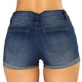 thumbnail image 3 of Pimfylm Women Casual Summer Mid Waist Stretchy Denim Jean Shorts Junior Short Jeans Dark Blue, XXL, 3 of 5