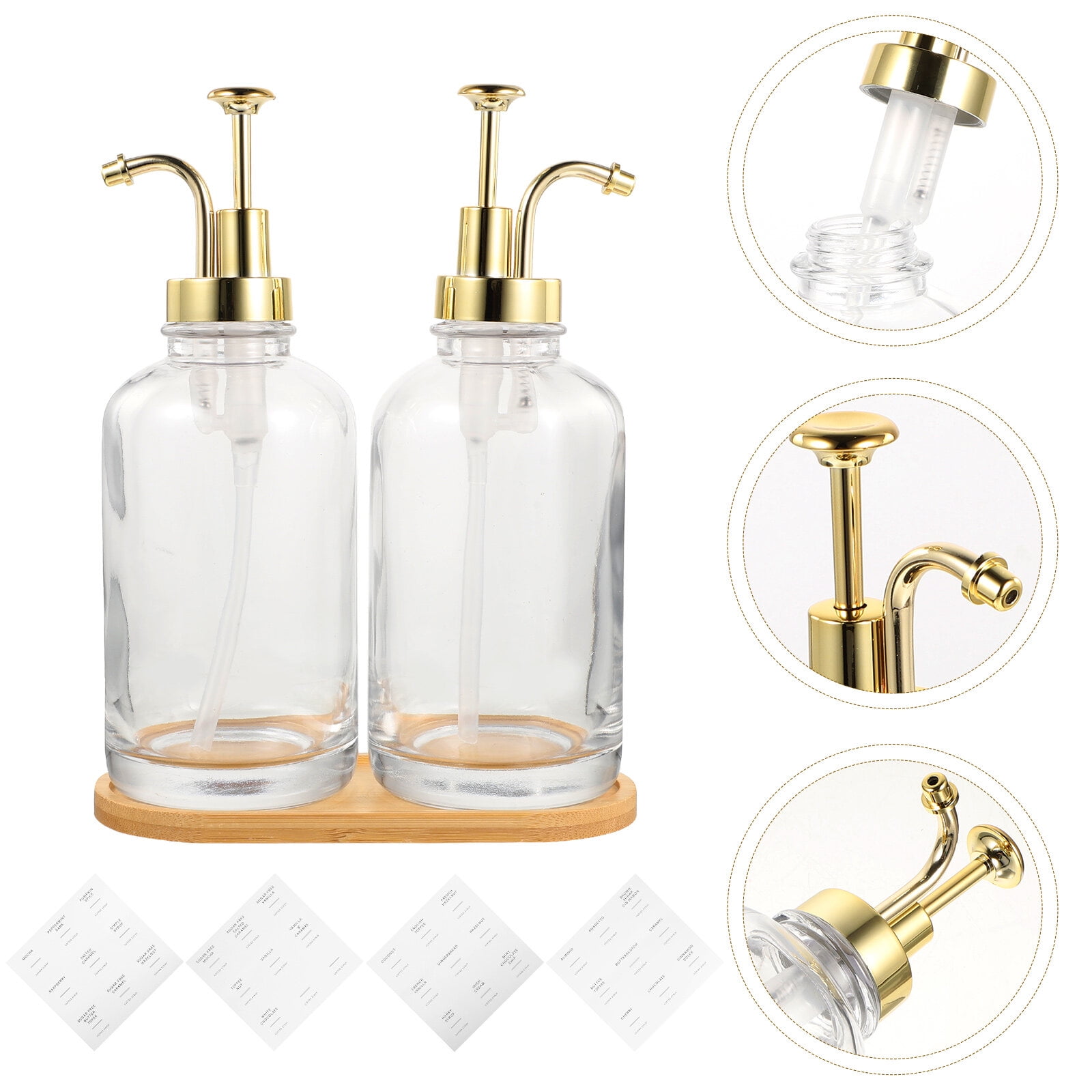 ifundom 1 Set of Glass Lotion Bottle Pump Design Decorative Coffee Syrup Dispenser Kitchen Syrup Bottle