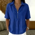 thumbnail image 2 of cfhntfmh Womens Tops Summer Half Sleeve Collared V Neck T-Shirts Zipper Loose Casual Workout Shirts Solid Color Clothes, 2 of 6