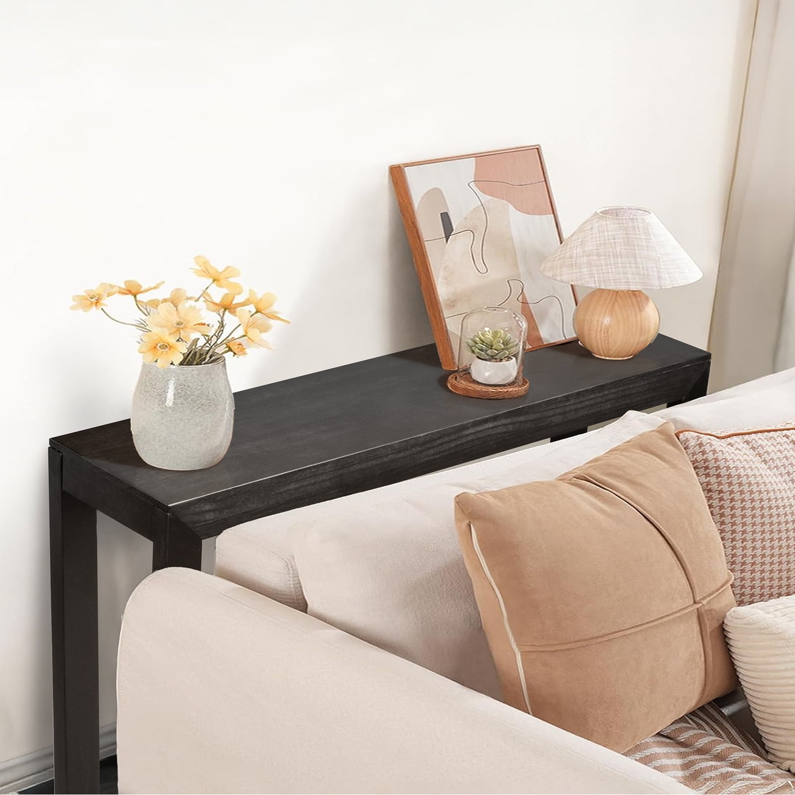 Zimtown Modern Console Table for Entryway, 46" Long Simplistic Sofa Table Narrow Hallway Foyer Table for Living Room, Black