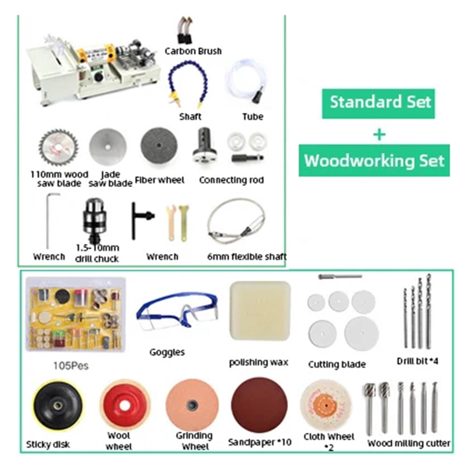 850W Jade Polishing Machine, 5 IN 1 Mini Table Saw Desktop Polishing Machine, DIY Woodworking Jewelry Bench Grinder Polisher ,Powerhouse Performance