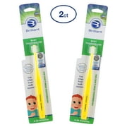 Brilliant Baby Toothbrush by Baby Buddy, for Ages 4-24 Months, Round Head, Soft Bristles Clean All-Around Mouth, Yellow, 2pk