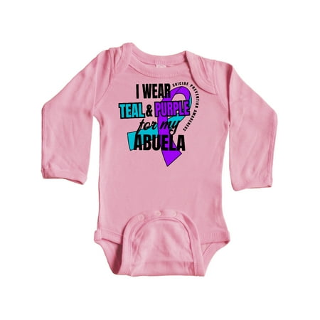 

Inktastic Suicide Prevention I Wear Teal and Purple for My Abuela Gift Baby Boy or Baby Girl Long Sleeve Bodysuit
