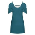 thumbnail image 4 of Wiyuqeen Summer Cold Shoulder Flowy T-Shirt Dresses for Women Soft Trendy U Neck Short Dresses Casual Solid Color Dresses lLightweight Pleated Dresses, 4 of 4