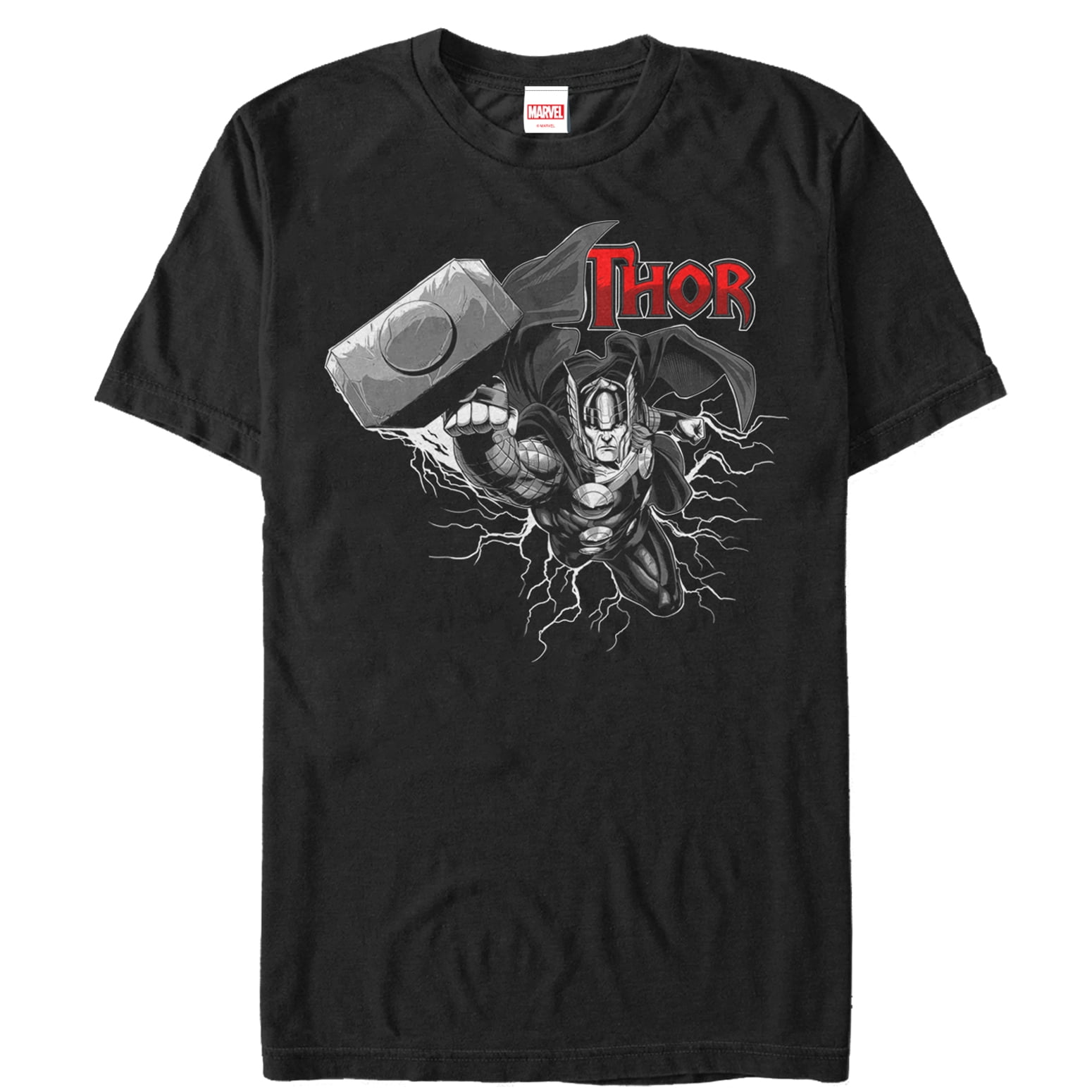 Marvel Men's Marvel Thor Thunder Grayscale TShirt Black Walmart