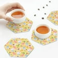 thumbnail image 7 of Pofeuu Summer Animals Print Leather Coasters Set of 6, Round Cups Mugs Mat Pad for Home Kitchen Heat Resistant Drink Coasters,Hexagon, 7 of 7
