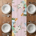 thumbnail image 6 of Easter Bunny Table Runner - 60 Inch Long, Kitchen Dining Table Runner Dresser Scarves, Spring Watercolor Eggs Flower Wood Grain Pink Farmhouse Decor for Coffee Tables Wedding Party Banquet, 6 of 8