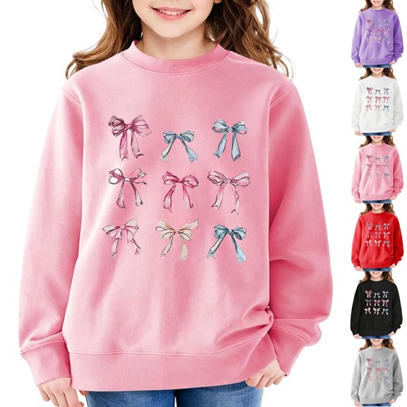 DJDLJWCJ Big Girls Crewneck Sweatshirts Fleece Lined Pullover Relaxed Fit Soft Winter Warm Long Sleeve Tops Black Size 3-4Years