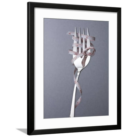 Fork with Measuring Tape Wrapped around It Framed Print Wall Art By Laura Johansen