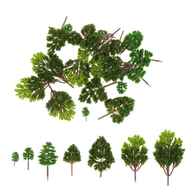 Esquirla 28pcs Mini Model Trees HO OO Scale Railroad Diorama Scene Garden Landscape Set 4