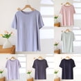 thumbnail image 2 of Bosfbaoi Pajama Tops For Women Short Sleeve T-Shirt with Built-in Padded Bra - Wire-Free Crew Neck Breathable Pajama Top, 2 of 6