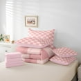 thumbnail image 4 of Erosebridal Plaid Buffalo Bedding Twin Size, Pink Checkered Bed in a Bag Twin size, Rectangle Room Decor, Reversible 7-Piece, 4 of 5