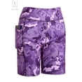 thumbnail image 2 of Gustave Women's High Waisted Yoga Shorts Workout Running Compression Exercise Shorts Camouflage Print Short Pants with Pockets for Gym Biker Cycling "L, Purple", 2 of 10