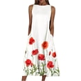 thumbnail image 2 of Lenago Robes d'Été Grande Taille pour Femmes Mode Femmes Imprimés Confortables d'Été Col Rond Poches pour Dames Robe Sans Manches Fête Plage Robes en Liquidation, 2 of 6