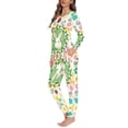 thumbnail image 2 of FKELYI Easter Rabbit Eggs Pajama Size L Casual Vacation Long Sleeve Sleepwear 2-Piece Loose Flower Leaf Pj Loungewear Tops and Pants Set for Women, 2 of 4