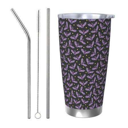 

Goofa Bat Purple for 20 oz Skinny Tumbler Stainless Steel Coffee Mug Slim Vacuum Insulated Travel Cup Car Cup-Straw Three-piece Set
