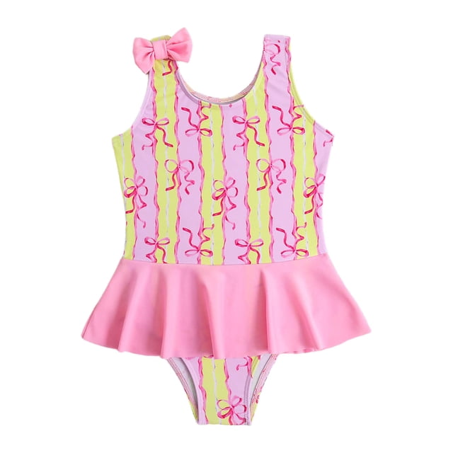 DuoJiaJ Girls Swimwear For Swimming Training With 3D Print And Open Back Design Size 4-5 Years