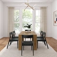 thumbnail image 5 of Plank+Beam 72" Modern Solid Wood Dining Table Set, Pecan Wirebrush, + 6 Chairs Black, 5 of 8