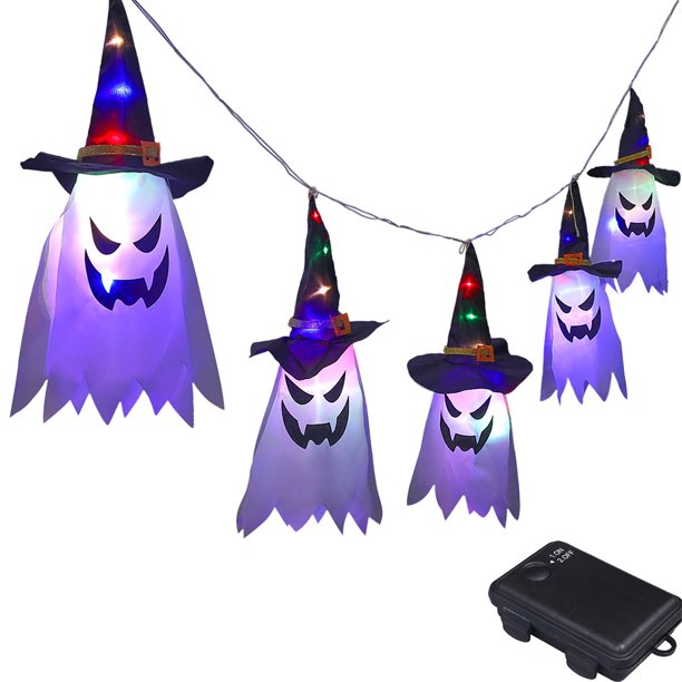 Luz intermitente LED de Halloween Sombrero de mago resplandeciente 3 modos Lámpara de accesorios de terror Fantasma colgante de Halloween (C)