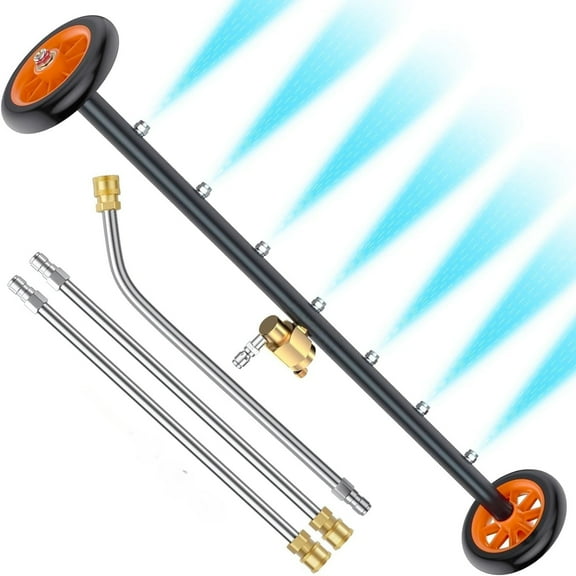 Jinyi Pressure Washer Undercarriage  Attachment, 24-Inch Water Broom with 7 Nozzles, 3-Piece Extension Wand