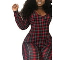 thumbnail image 6 of Women Sexy Deep V Neck Christmas Jumpsuit Long Sleeve One Piece Bodycon Rompers Overall Sleepwear, 6 of 9
