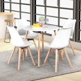 thumbnail image 3 of Round Dining Table,Elegant Coffee Table with Beech Wood Legs,for Dining Table,Lining Room,White, 3 of 5