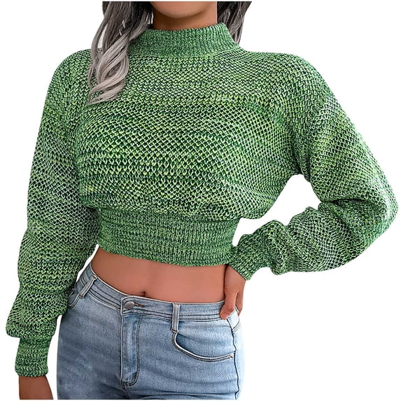 Womens Fall Fashion 2022! QLEICOM Sweaters for Women, Women's Fashion Casual Colorful Long Sleeve Off Shoulder Knit Sweater Crew Neck Sweater On Clearance