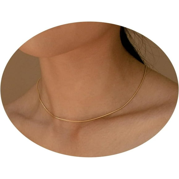 Dainty 1MM Gold Round Snake Chain Necklace for Women 14k Gold Snake Chain Necklace Thin Chain Necklace Gift for Her