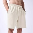thumbnail image 2 of Pantalones cortos informales con cordón en la cintura para hombre: poliéster, estampado texturizado para el verano., 2 of 4