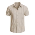 thumbnail image 7 of LNWUY (S-5XL) Plus Size Men's Cuban Guayabera Shirt Short Sleeve Button Down Shirts Casual Summer Beach Linen Shirts Brown S, 7 of 7