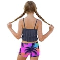 thumbnail image 5 of Momihoom Girls' Ruffled Two-Piece Swimsuit with Tropical Palm Print, Flowy Tank Top and Shorts Set for Beach and Pool Days, 5 of 7