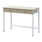 Yoneston 40 Computer Desk with 2 Storage Drawers, Space Saving Home Office Working Table for Bedroom Apartment Study Room, Beige