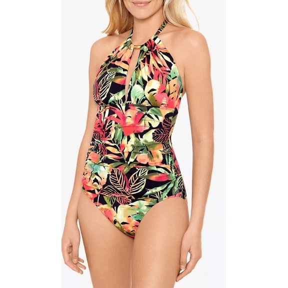 Lauren Ralph Lauren Midnight Tropical High Neck One-Piece Multicolored 12