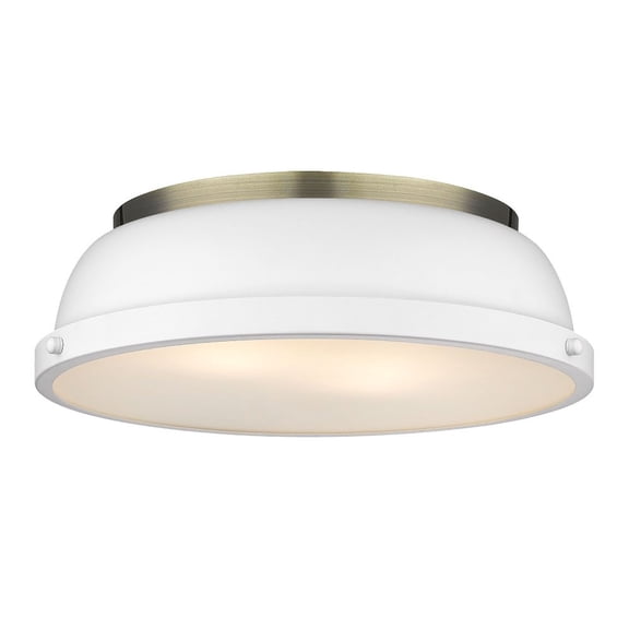 2 Light Flush Mount in Classic Style 4.25 inches High By 14 inches Wide-Aged Brass Finish-Matte White Shade Color Bailey Street Home 170-Bel-3827419