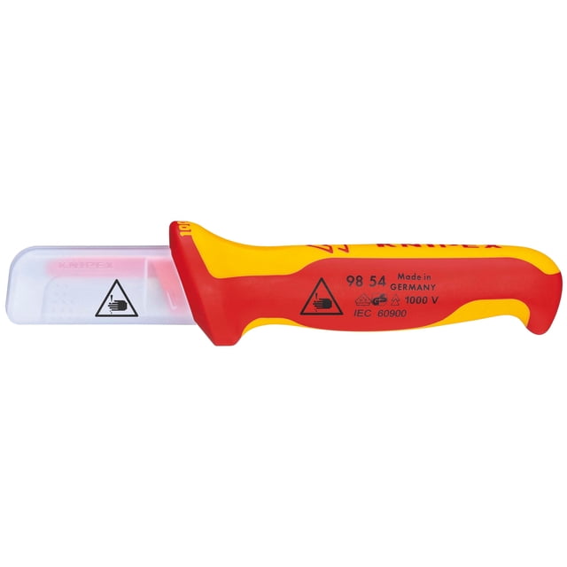 KNIPEX 98 54 SB Cuchillo recto para cable mango aislante en dos componentes, según norma VDE 190 mm