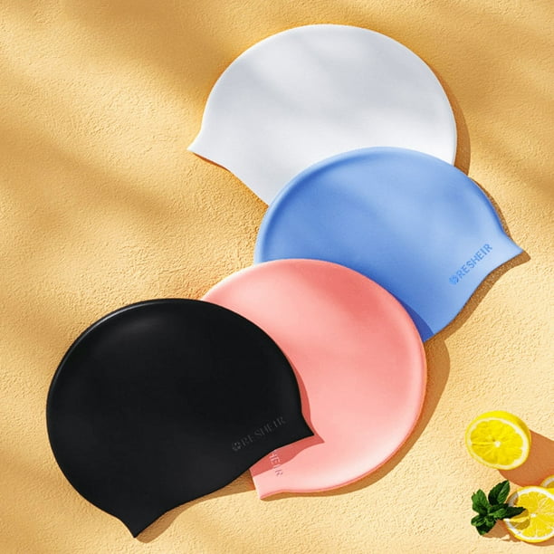 Gorro de natación para adultos, de silicona, con protección para los oídos, impermeable, para entrenamiento de cabeza, para hombres y mujeres