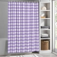 thumbnail image 6 of Shower Curtains for Bathroom-72"x72",Purple White Checkered Plaid Waterproof Bath Curtain Grommet Shower Curtain Set with Hooks, 6 of 9
