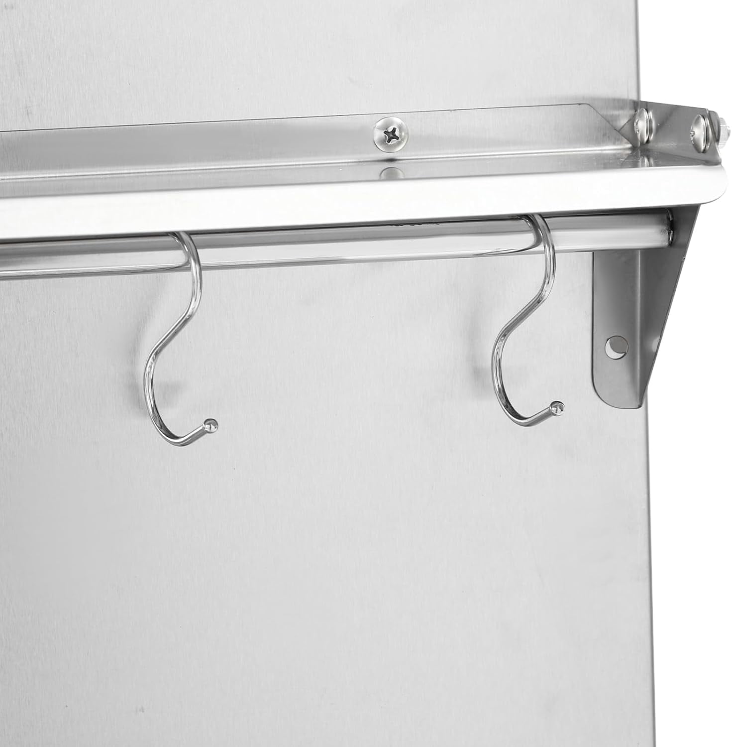 Range Backsplash Stainless Steel Backsplash w/Shelf&6 Hooks 24"x30" Range Hood Backsplash for Home Commercial Kitchen Silver