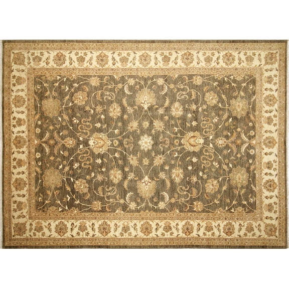 Peshawar Janar Green-Grey/Ivory Rug, 9'11" x 13'6"