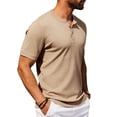thumbnail image 4 of Lmueinov Men's Ribbed Henley Short Sleeve T Shirts, Casual Loose Fit Button Placket Solid Color Tops, Versatile Daily Wear Shirts S-3XL, 4 of 8