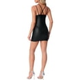 thumbnail image 3 of INSPIRE CHIC Womens Christmas Metallic Sparkly Club Party Mini Shiny Bodycon Spaghetti Strap Dress XL Black, 3 of 6